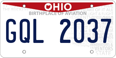OH license plate GQL2037