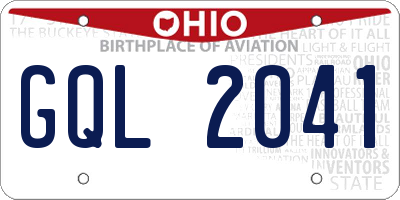 OH license plate GQL2041