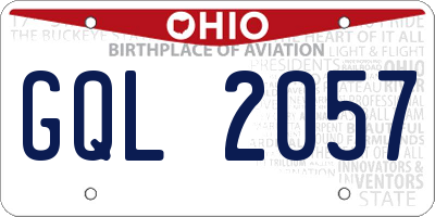 OH license plate GQL2057