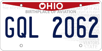 OH license plate GQL2062