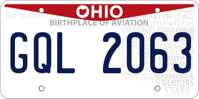 OH license plate GQL2063