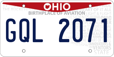 OH license plate GQL2071