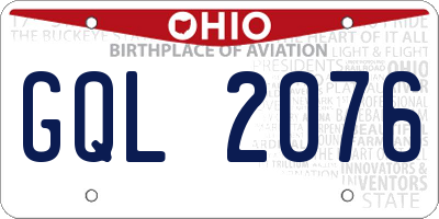 OH license plate GQL2076