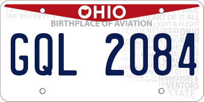 OH license plate GQL2084