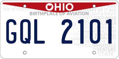OH license plate GQL2101