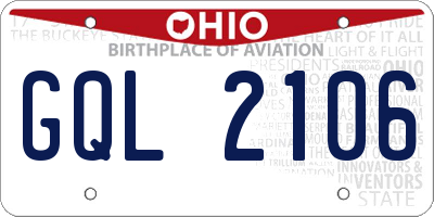OH license plate GQL2106
