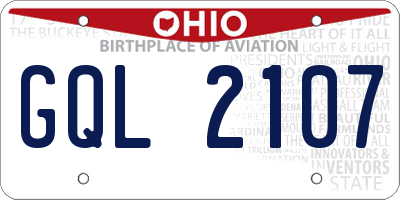 OH license plate GQL2107