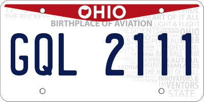 OH license plate GQL2111