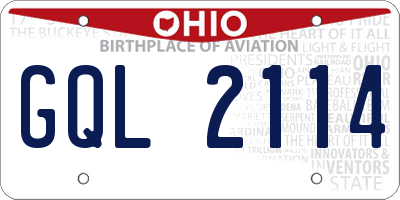 OH license plate GQL2114