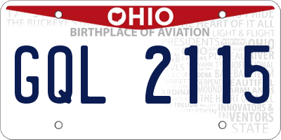 OH license plate GQL2115