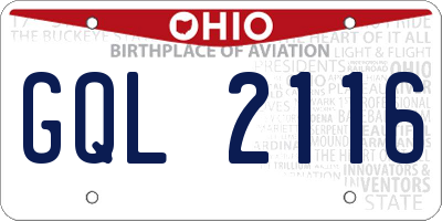 OH license plate GQL2116
