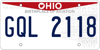 OH license plate GQL2118