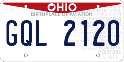 OH license plate GQL2120