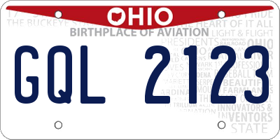 OH license plate GQL2123