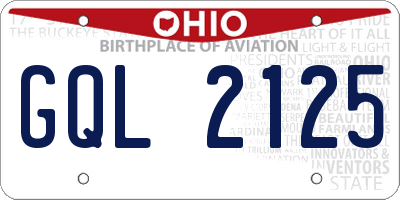 OH license plate GQL2125
