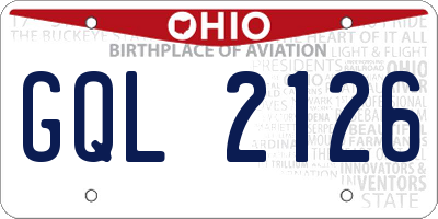 OH license plate GQL2126