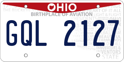 OH license plate GQL2127