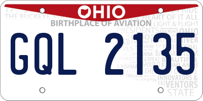 OH license plate GQL2135
