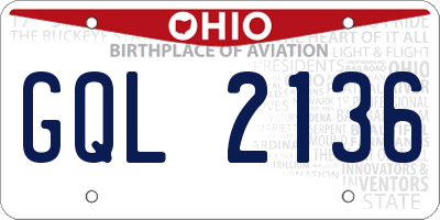 OH license plate GQL2136