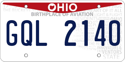 OH license plate GQL2140