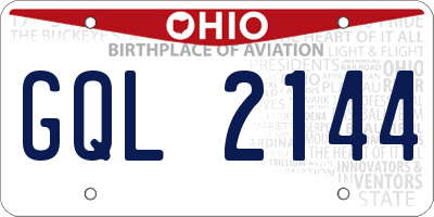 OH license plate GQL2144