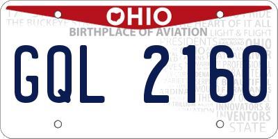 OH license plate GQL2160