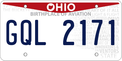 OH license plate GQL2171