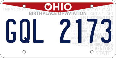 OH license plate GQL2173