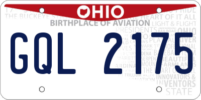 OH license plate GQL2175