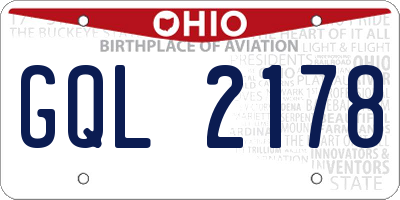 OH license plate GQL2178