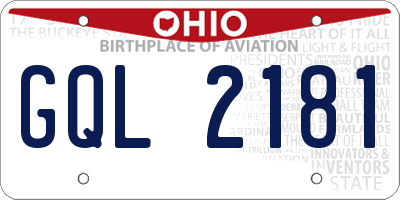 OH license plate GQL2181