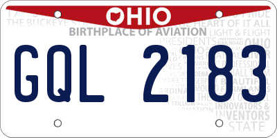 OH license plate GQL2183