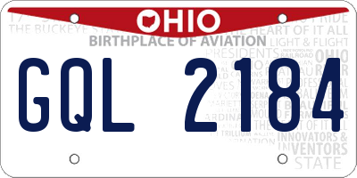 OH license plate GQL2184