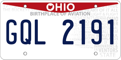 OH license plate GQL2191