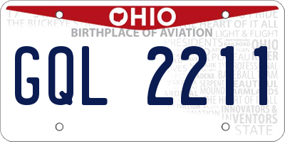 OH license plate GQL2211