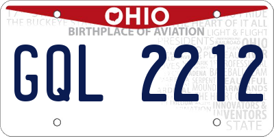 OH license plate GQL2212
