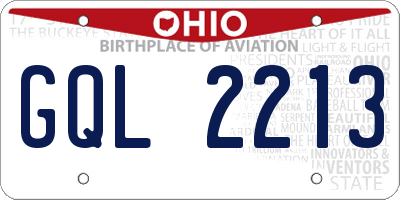 OH license plate GQL2213