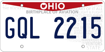 OH license plate GQL2215