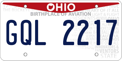 OH license plate GQL2217