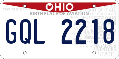 OH license plate GQL2218