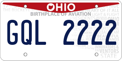 OH license plate GQL2222