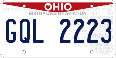 OH license plate GQL2223