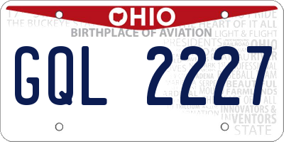 OH license plate GQL2227
