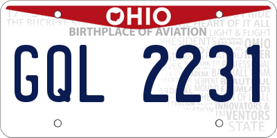 OH license plate GQL2231