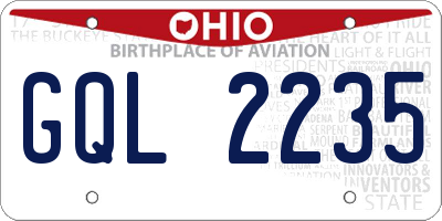 OH license plate GQL2235