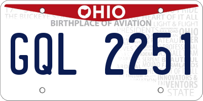 OH license plate GQL2251