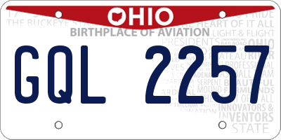OH license plate GQL2257