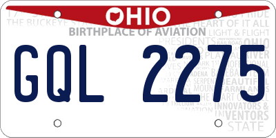 OH license plate GQL2275