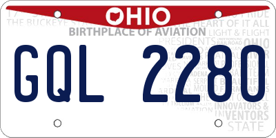OH license plate GQL2280