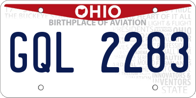 OH license plate GQL2283